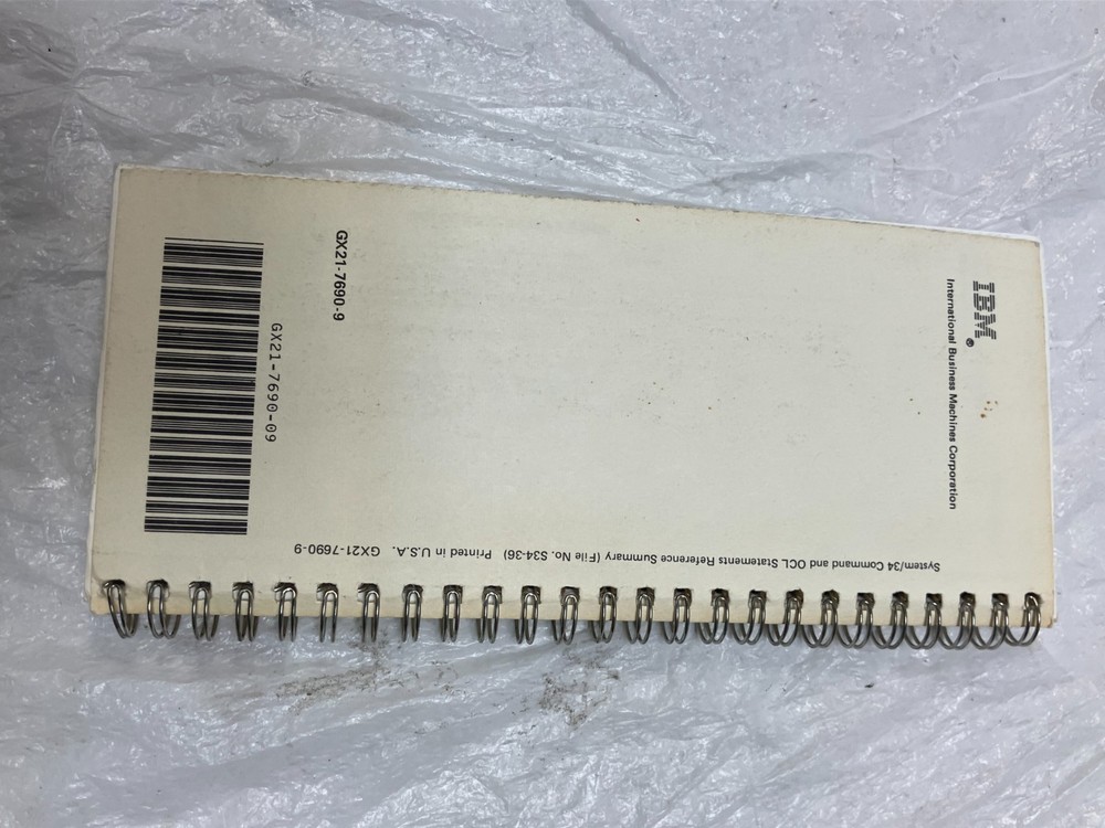 IBM System/34 Command and OCL Statements Reference Summary 1985