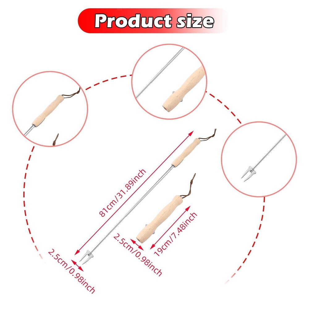 Roasting Fork Chicken Wing Skewer Extendable Long Heavy Duty for Fire Pit