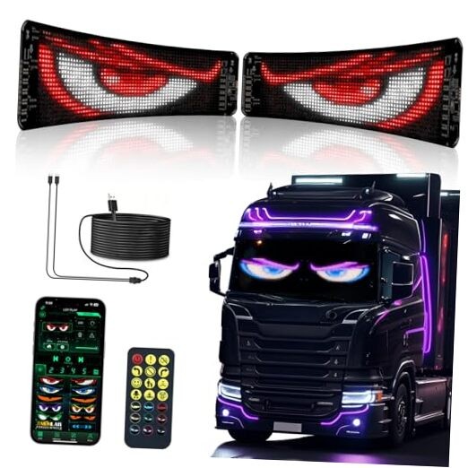 2pcs Devil Eyes Light for Windshield,14“*4”Programmable Flexible 14"*4"/2pcs