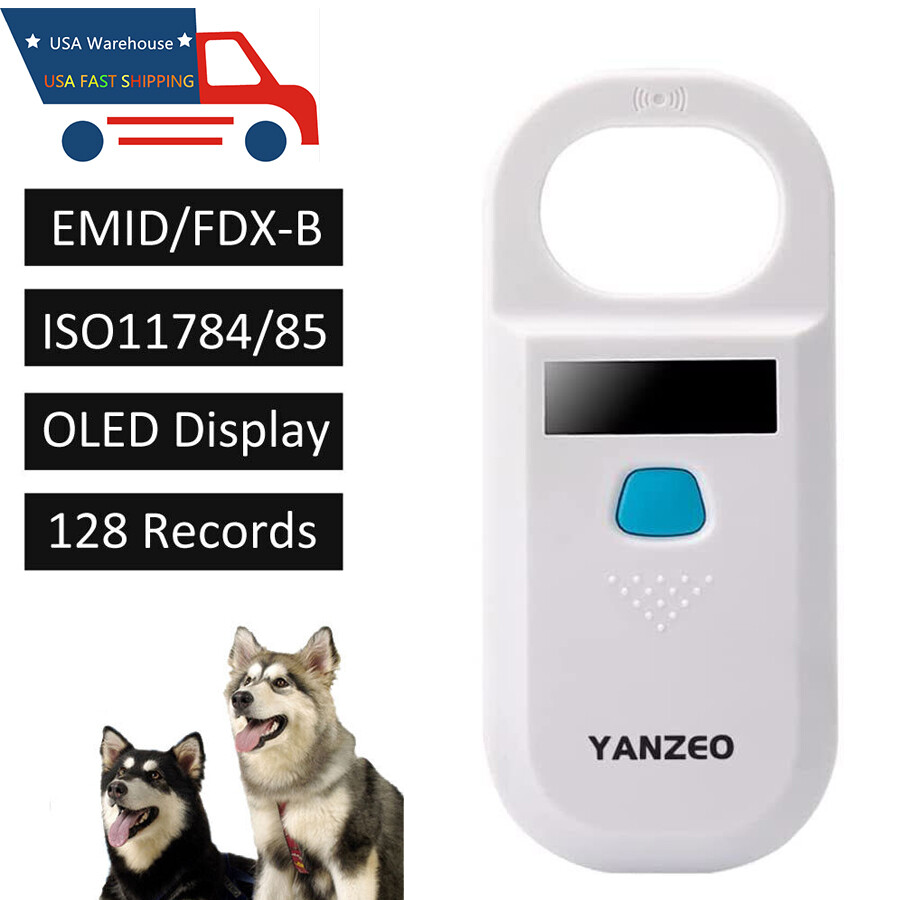 Handheld Digital Pet ID Chip Scanner Rechargeable Animal Microchip RFID Reader