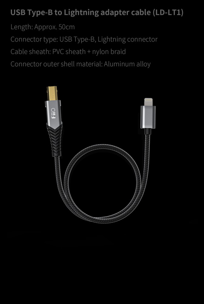 FiiO USB TYPE-B TO USB C TYPE C/LIGHTNING ADAPTER CABLE LD-TC1/LD-LT1