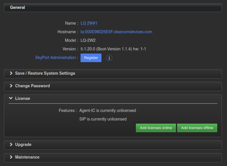 Clear-Com LQ-2W2 2-wire Intercom IP Network Interface - Works