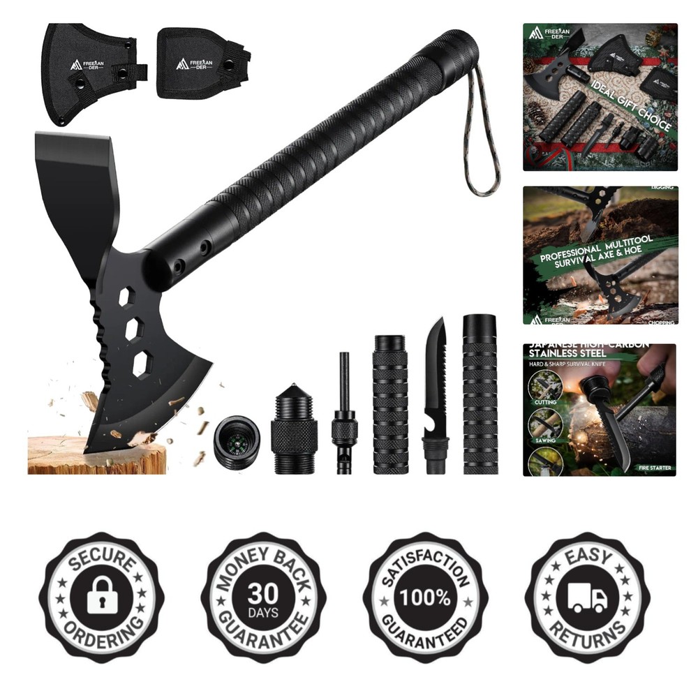 Tactical Axe 2 Pack, Sharp Tomahawk with Sheath, Portable Tomahawk with Clip ...