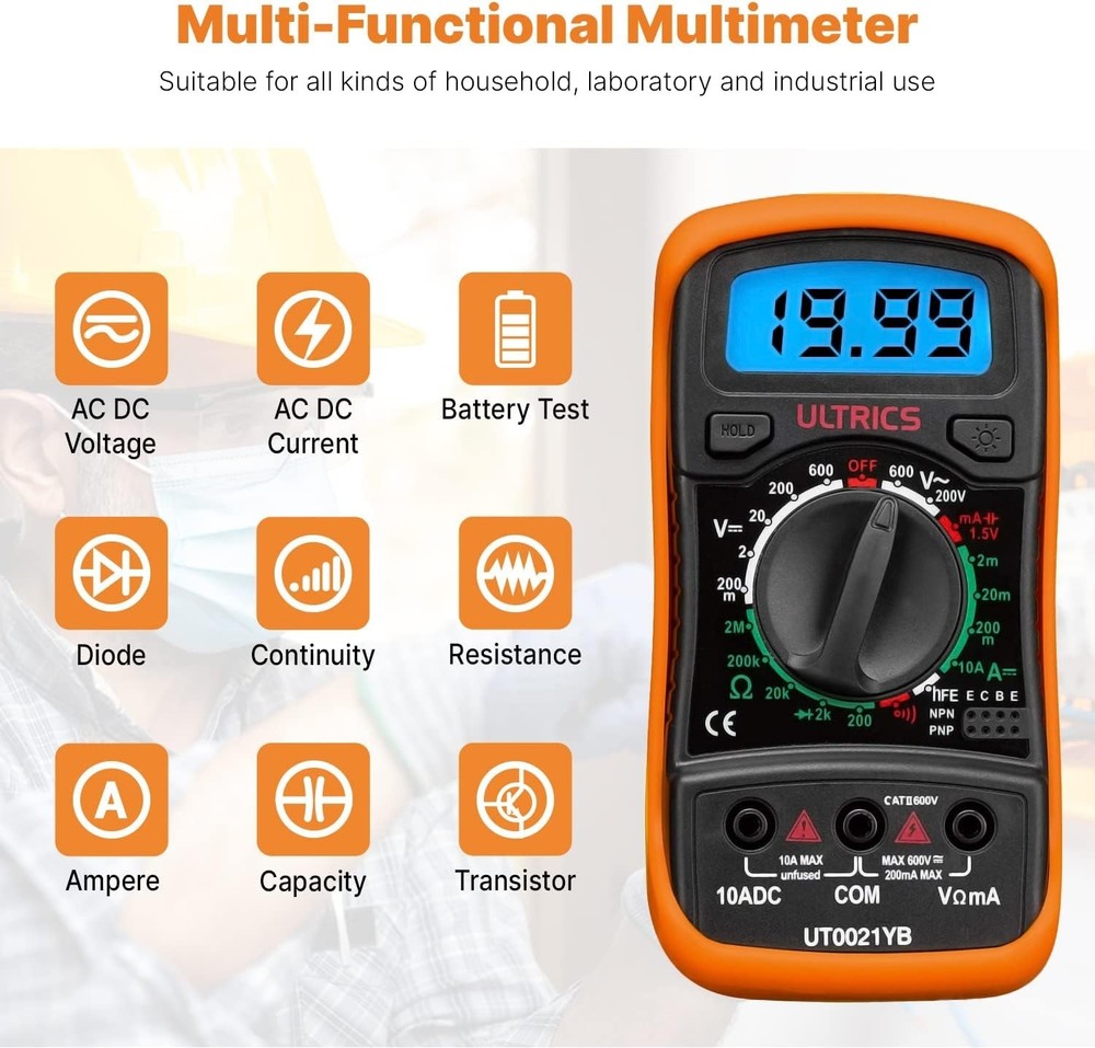 Durable Digital Multimeter with 1000V Support - Safe Testing for Home & Industry