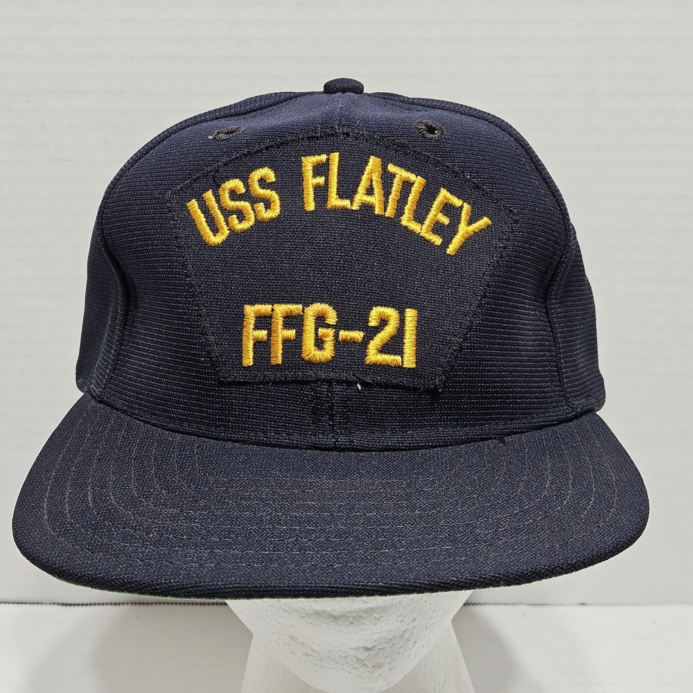 Vintage USS Flatley FFG-21 Navy Battleship Patch Hat