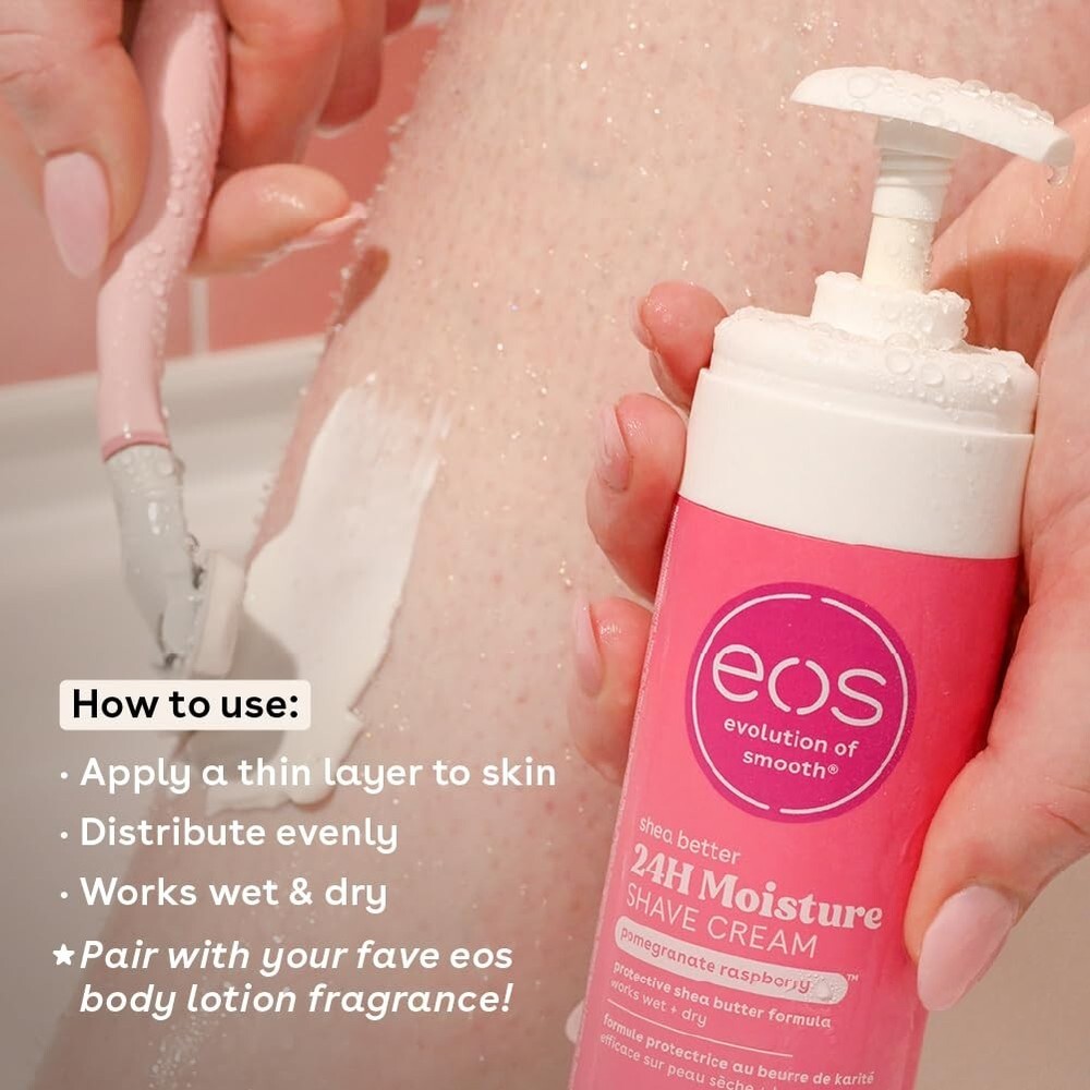 2 Pack eos Shea Better woman Shaving Cream- Pomegranate Raspberry, 7 Oz.