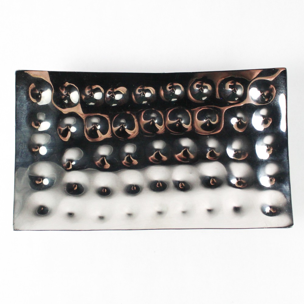 Soho Living Silver Tone Aluminum Bubble Pattern Rectangular Tray