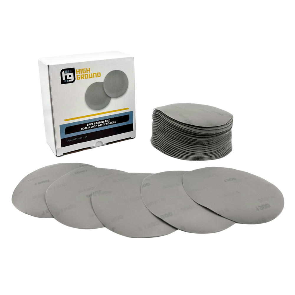 High Ground Grey Sanding Disc Hook&Loop 6-inch no-Hole 50/Box