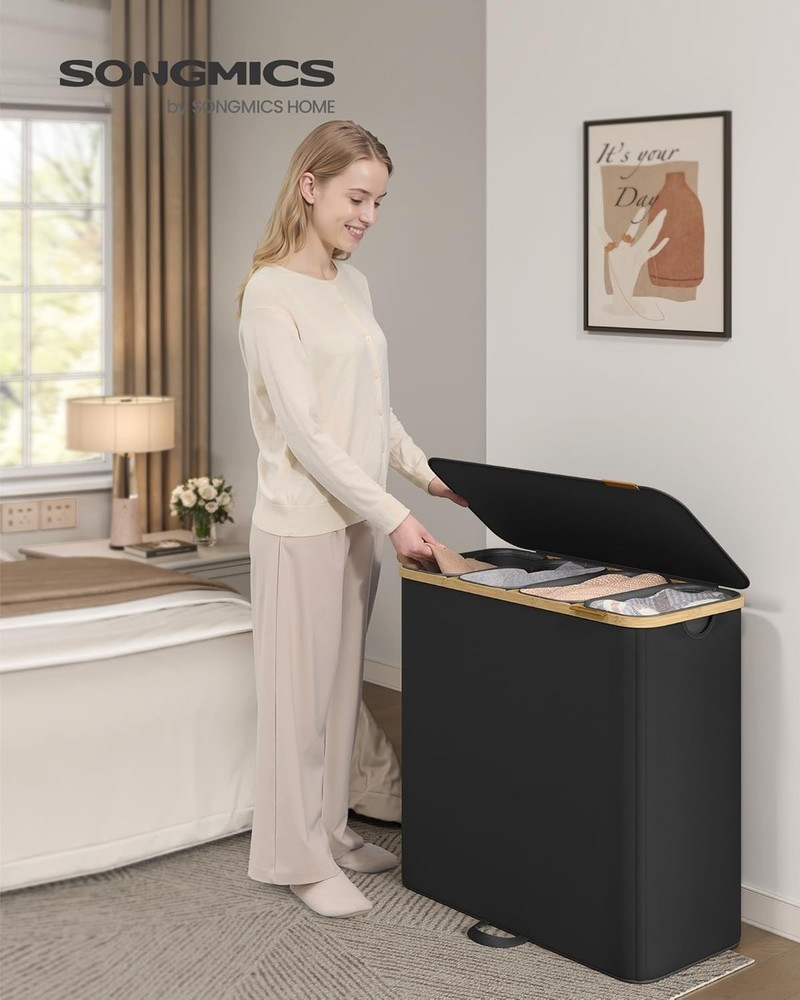 Laundry Hamper, Laundry Sorter with Lid, Storage Basket Bin, Removable Liners...
