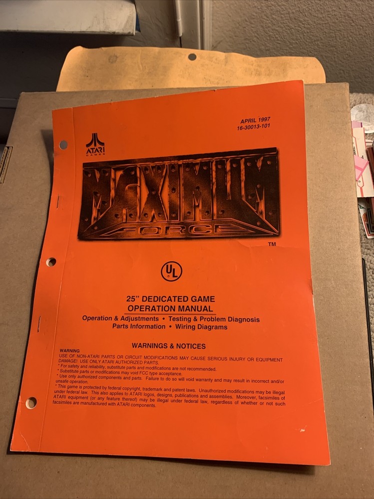 original  arcade video game owners manual Maximum Force Atari Dedicated￼