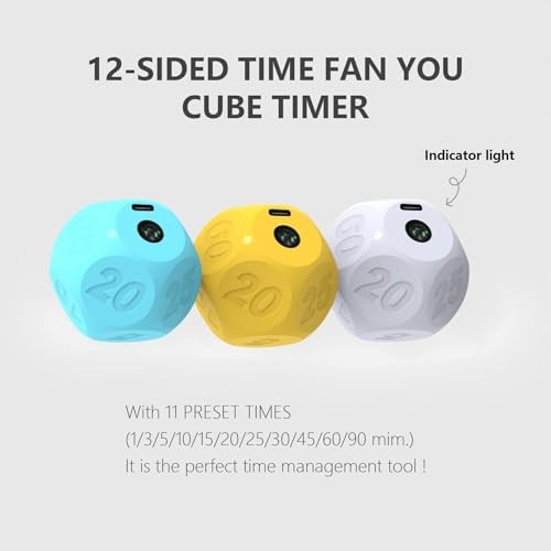 Cube Kitchen Timer - Rechargeable Countdown Timer with 1-3-5-10-15-20-30 Blue