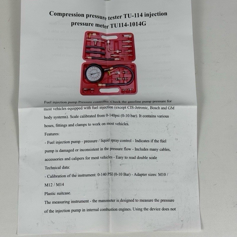 Compression pressure tester TU-114 injection pressure meter TU114-1014G