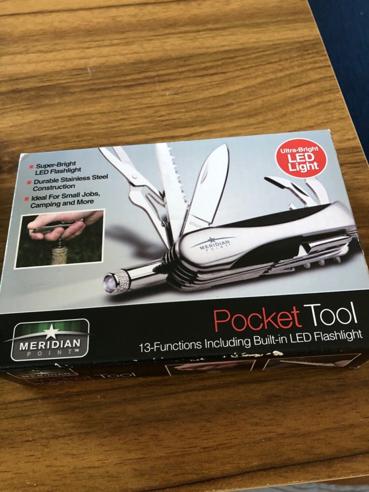 Pocket Tool 13 Function LED Flashlight Knife Screwdriver Camping Convenient NEW!