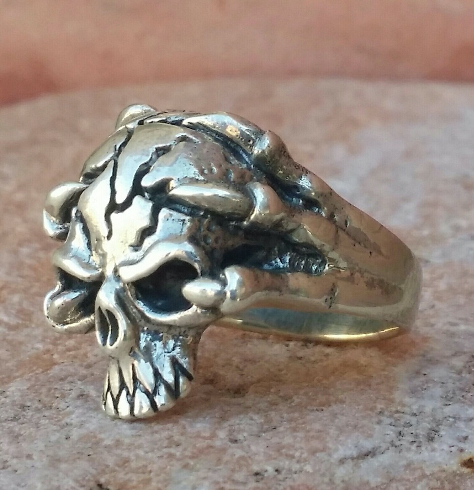 925 MENS SILVER RING skull motorcycle pirate claws