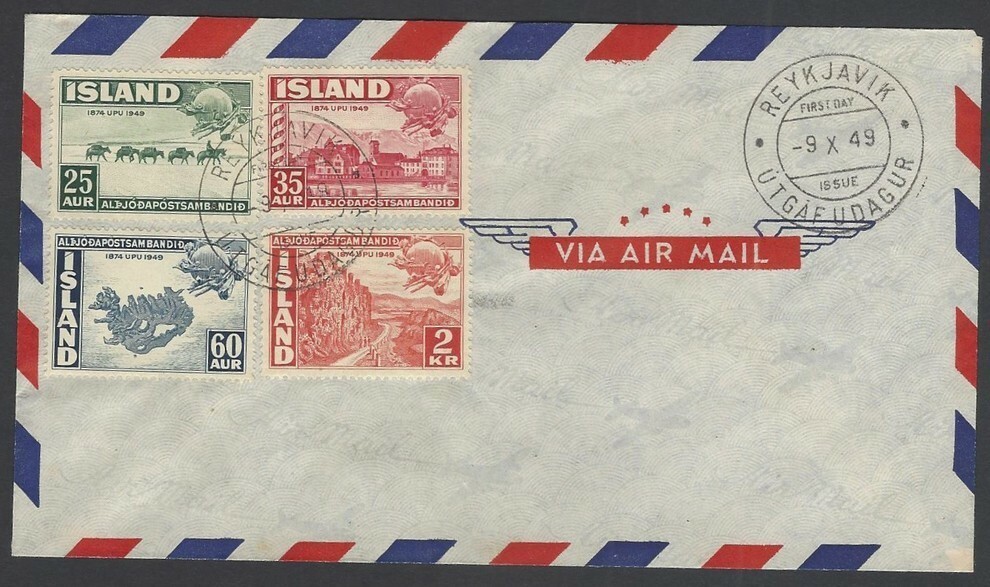 Iceland 1949 UPU FDC unaddressed
