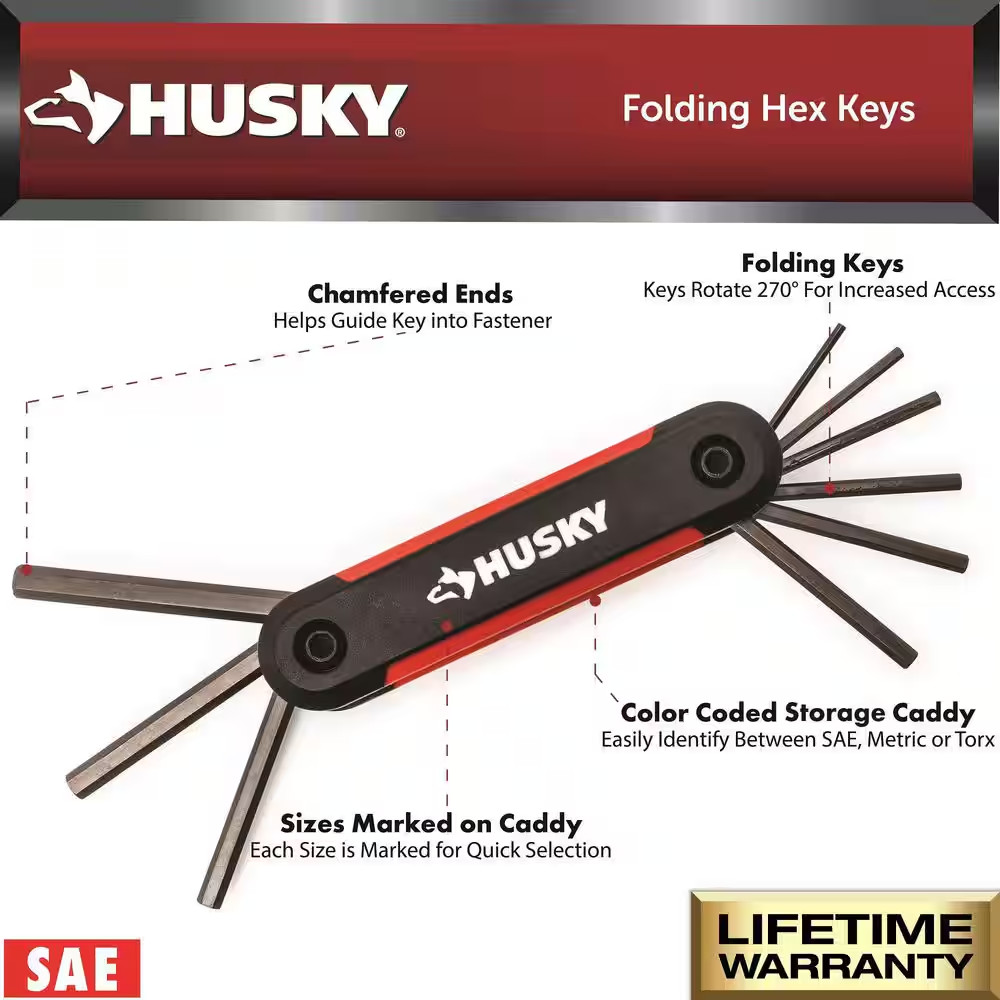 Folding Hex Key Set, SAE (9-Piece)
