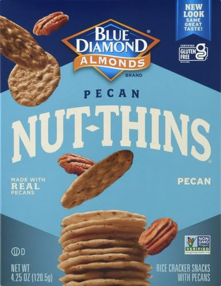 Blue Diamond Nutthins Cracker Snacks, Pecan, Boxes, 4.25 Oz (Pack of 4)