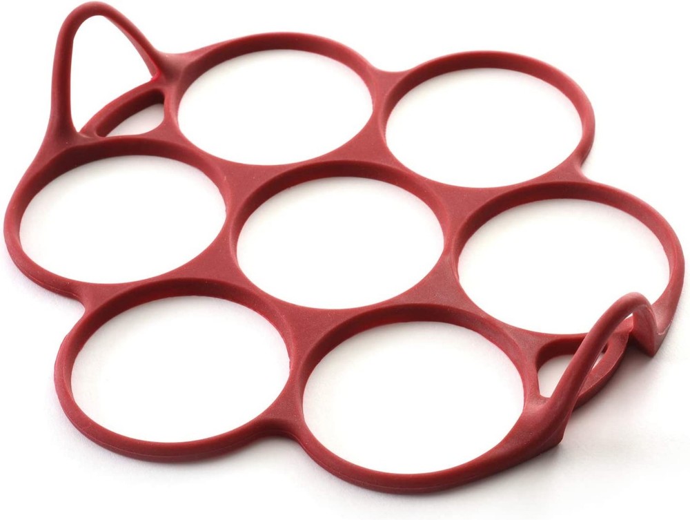 Norpro Silicone Silver Dollar Pancake/Egg Ring, 7 Count - Red (2-Pack)