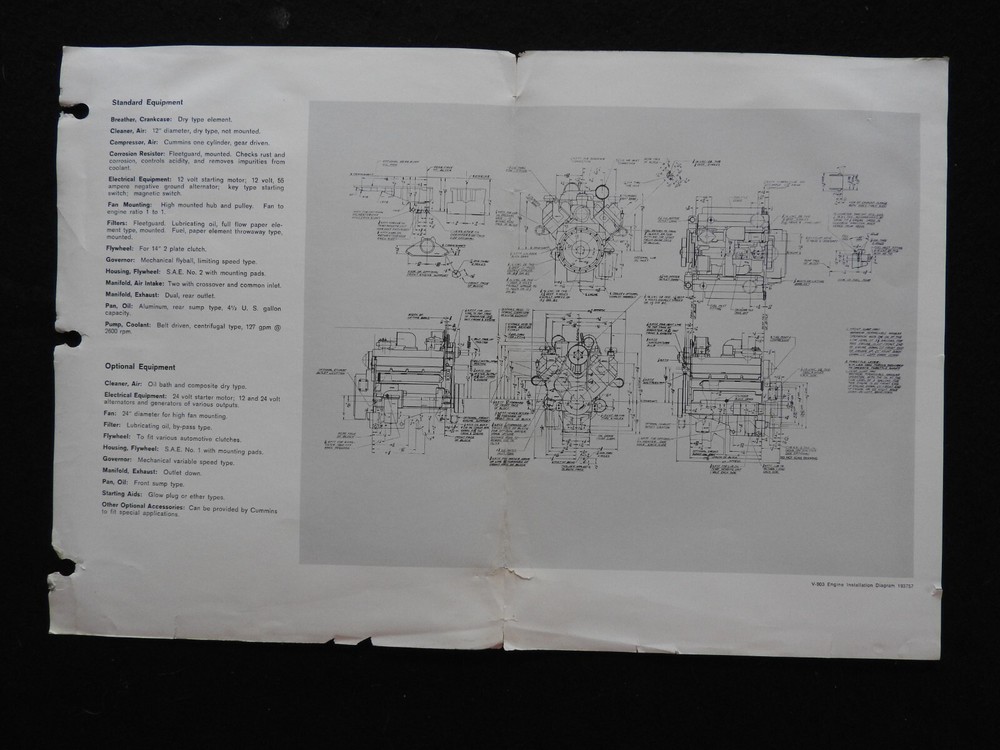 1967 GENUINE CUMMINS "INTRODUCING THE 903 DIESEL ENGINE" SPECIFICATION BROCHURE