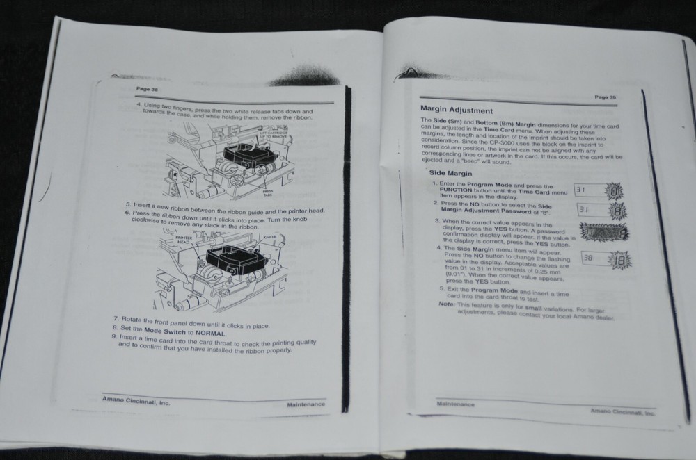 Amano CP-3000 User Owners Installation Manual Electronic Time Recorder Guide