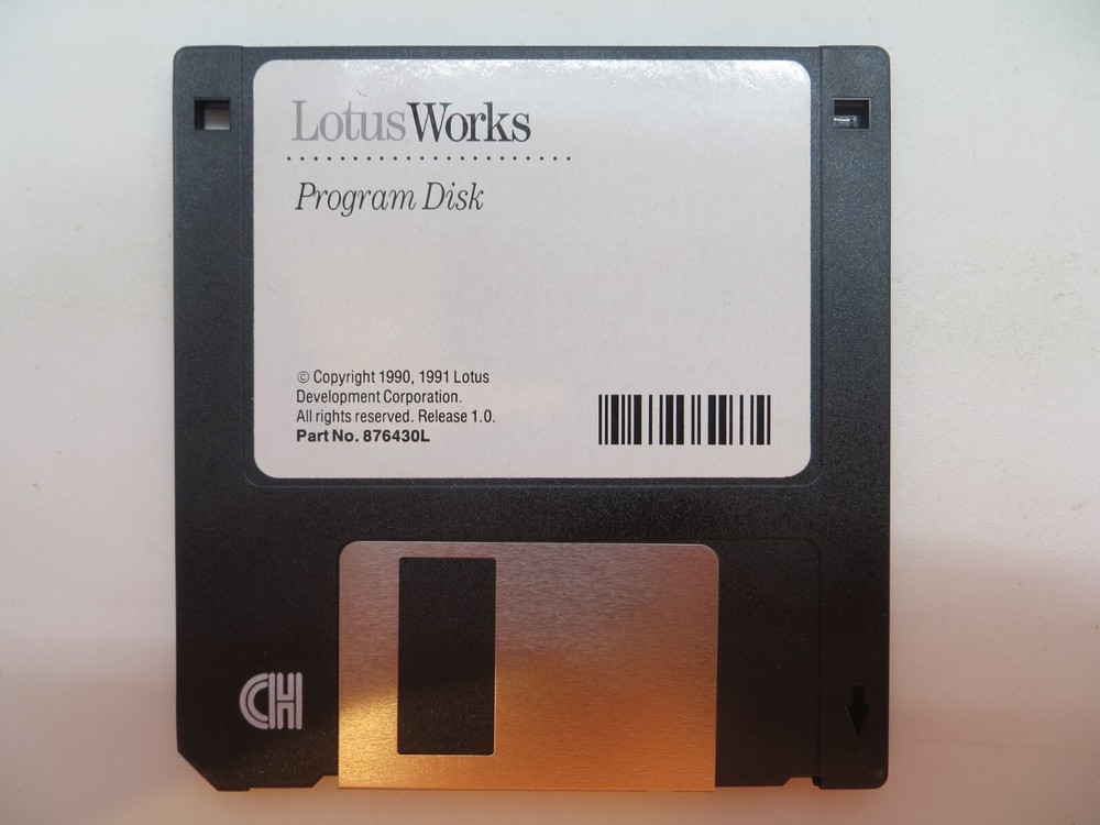Lotus Works Program Disk 1991 3.5" Floppy Disk Part No. 876430L