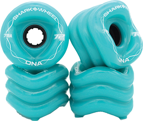 SHARK DNA 72mm 78a SOLID TURQUOISE BLACK WHEELS SET