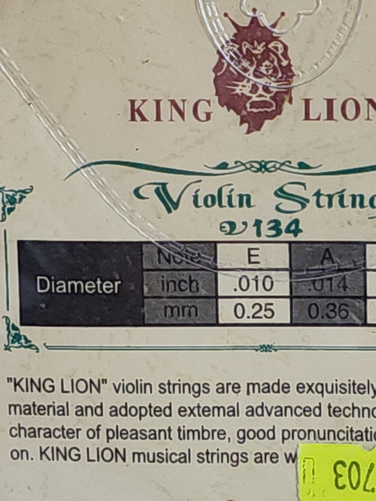 King Lion Violin Strings (Lot Of 2).