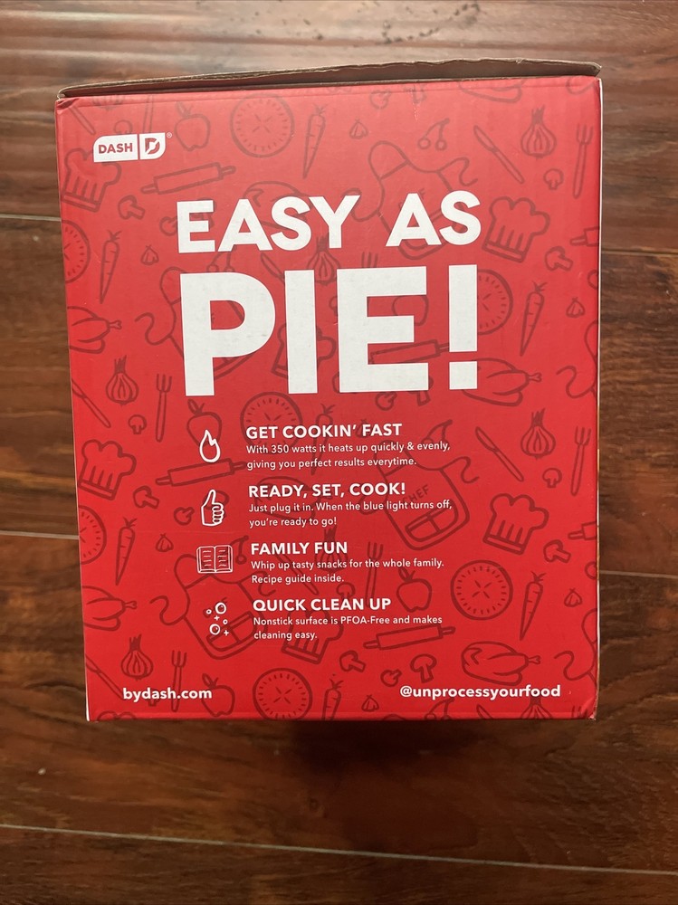 Dash Mini Pie Maker Red Non-Stick With Dough Cutter Open Box