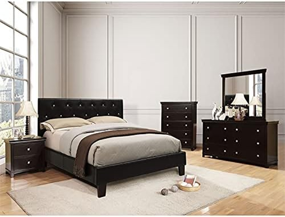 Quinn Black Leatherette Padded Headboard with Conversion Mounting System