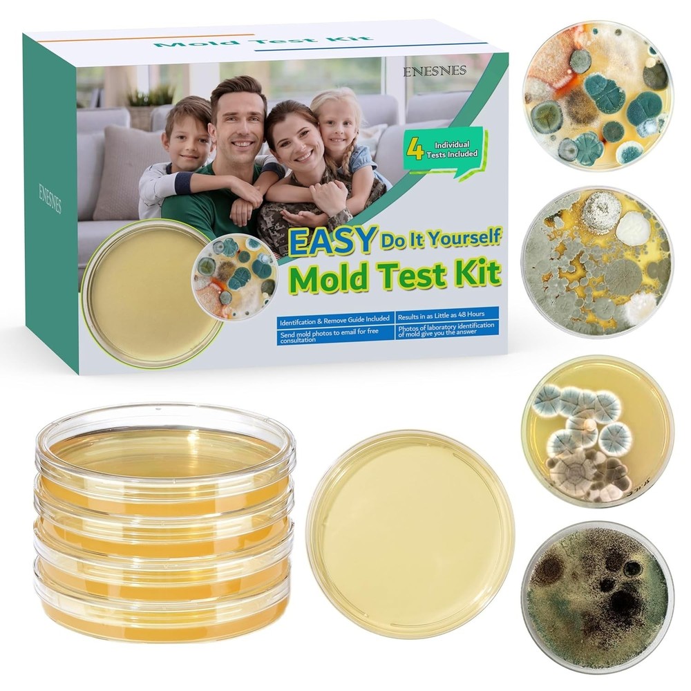 Comprehensive Home Mold Kit - 4 AGAR Tests & Expert Identification Included