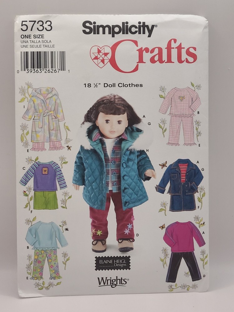 Vintage Simplicity Sewing Pattern Doll Clothes #5733