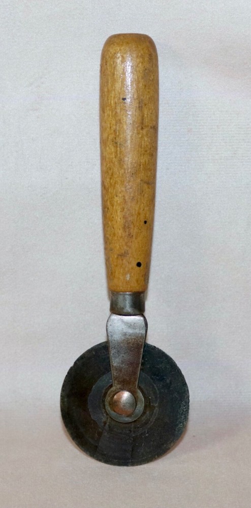 Fabric Cutting Tool 2” Diameter Wood Handle - Vintage