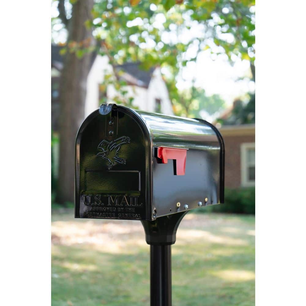 Architectural Mailboxes Elite Black Medium Galvanized Steel Mailbox Post Kit