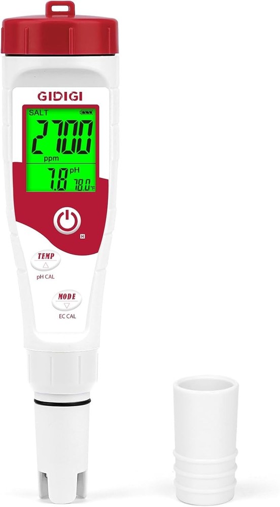 Pool Salt Tester pH Meter New Update Digital pH Tester Salinity Meter with Multi