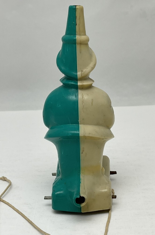 Rare Two Color Plastic Clown Pull Toy