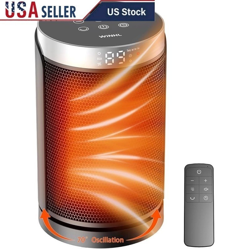 Portable Space Heater Fast Heating Remote Control Oscillation Safety Features US