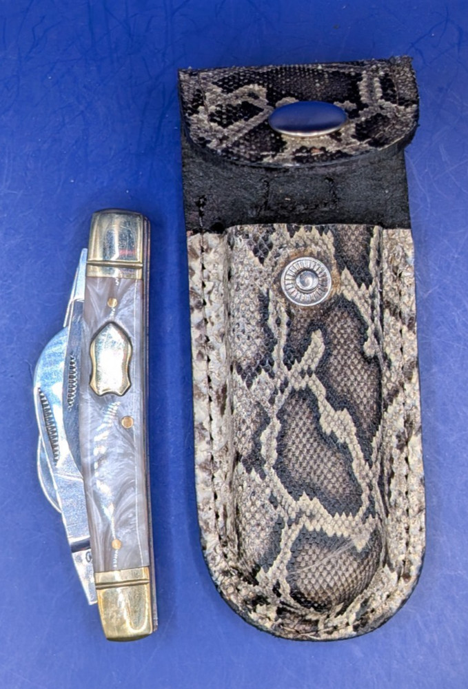 Genuine Burmese Python Snakeskin 4"X2" Folding Knife Case Sheath Only Item #641