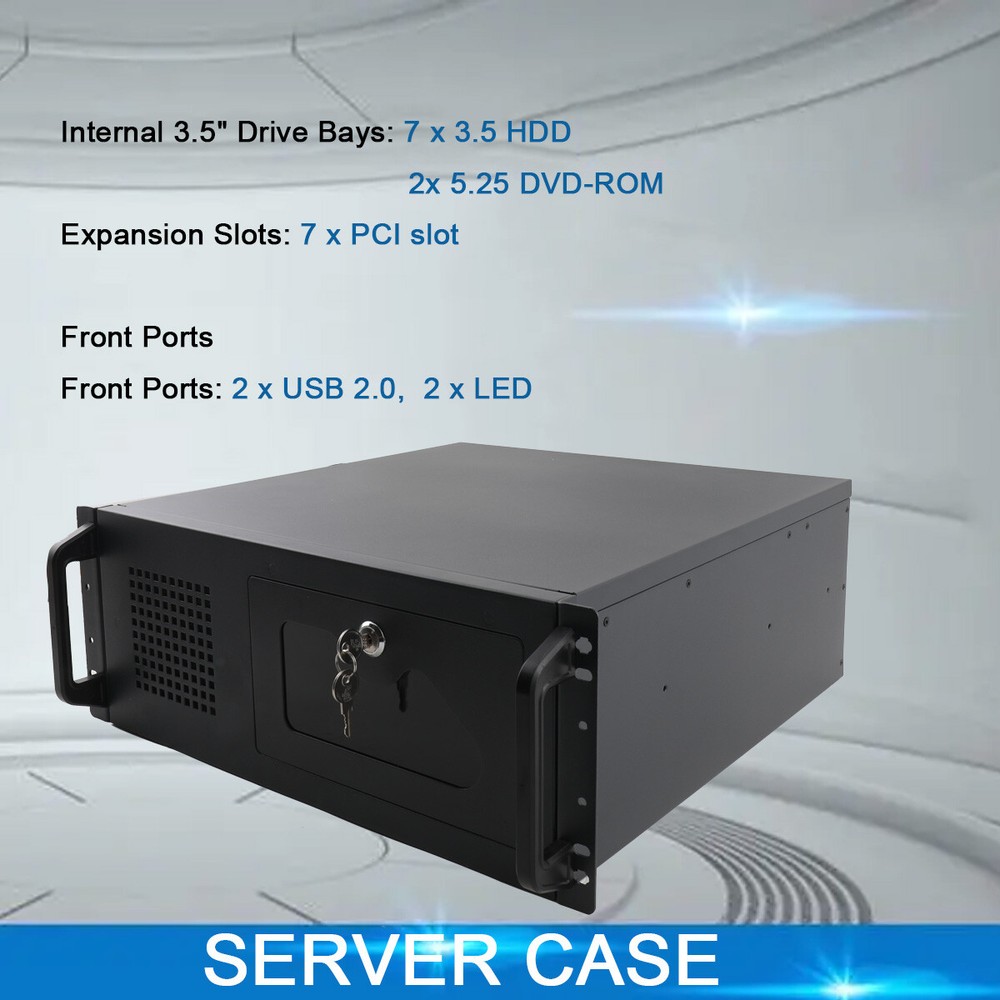 4U Rack Mount Industrial Server Computer Case Dual USB 2.0 connector w/ Keys