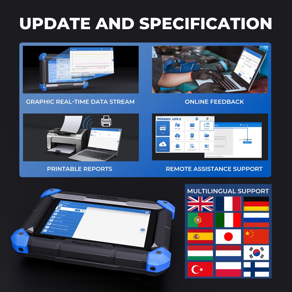 TOPDON Phoenix Lite 2 Bi-directional OBD2 Scanner Diagnostic Tool Key Coding