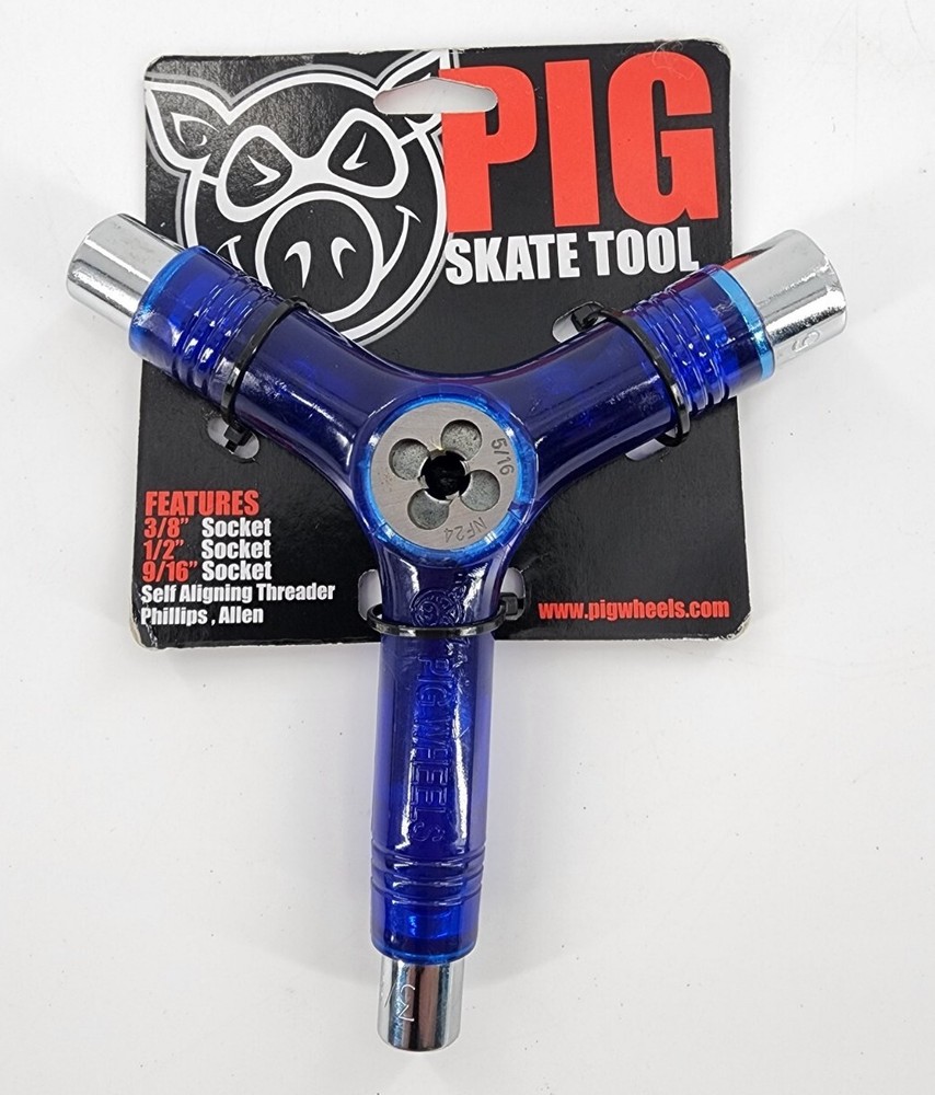 New Pig Tri-Socket Threader Transparent Blue Skateboard Tool Skateboarding