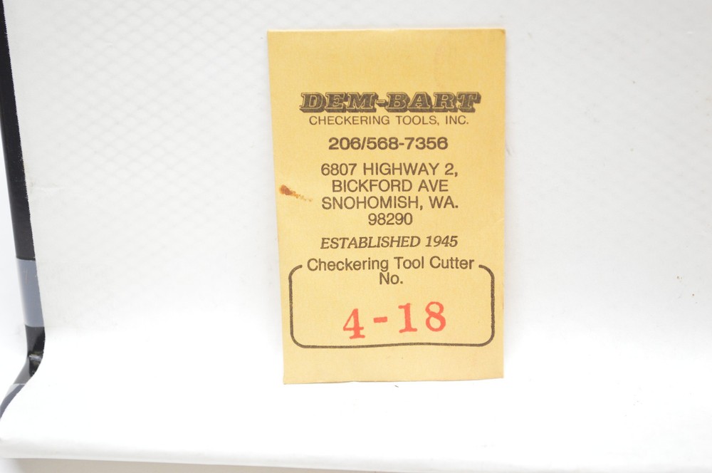 Dem-Bart-Checkering Tool Cutter - No. 4-18  New