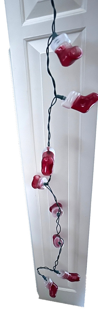 Christmas Stocking Light Bulb String Set Strand 10 Lights Holiday Decoration