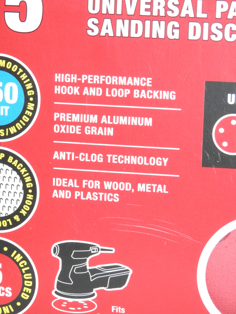 Bauer 5" Hook & Loop Universal Pattern Sanding Discs 5 Count 150 Grit NEW