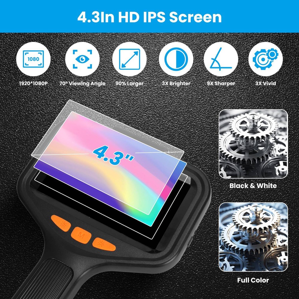 4.3in Inspection Camera Articulating Borescope Endoscope Camera Plumbing Tool