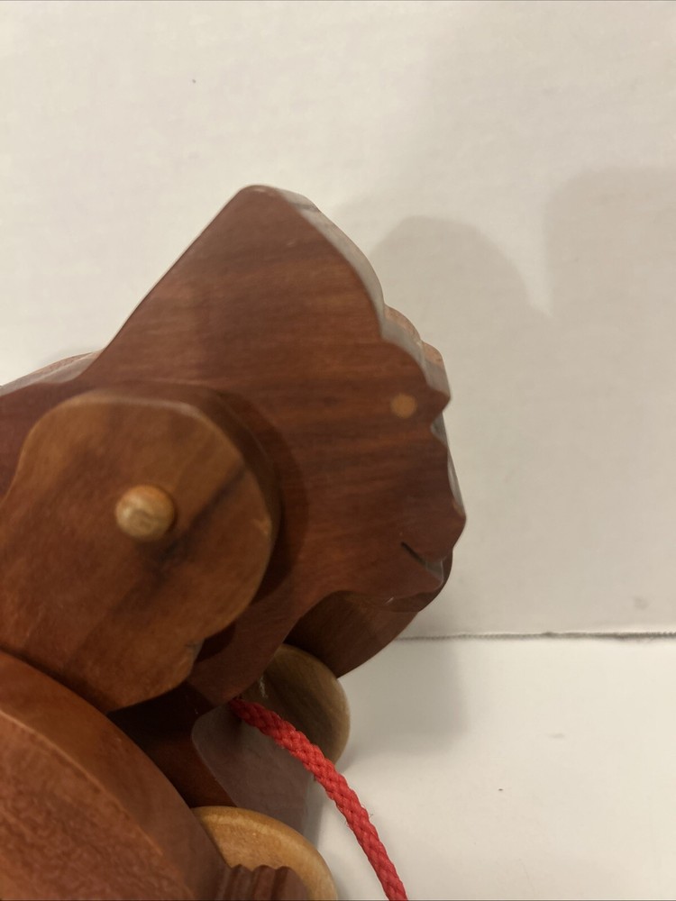 Vintage Wooden Gorilla Pull Roller Toy - Good Condition!