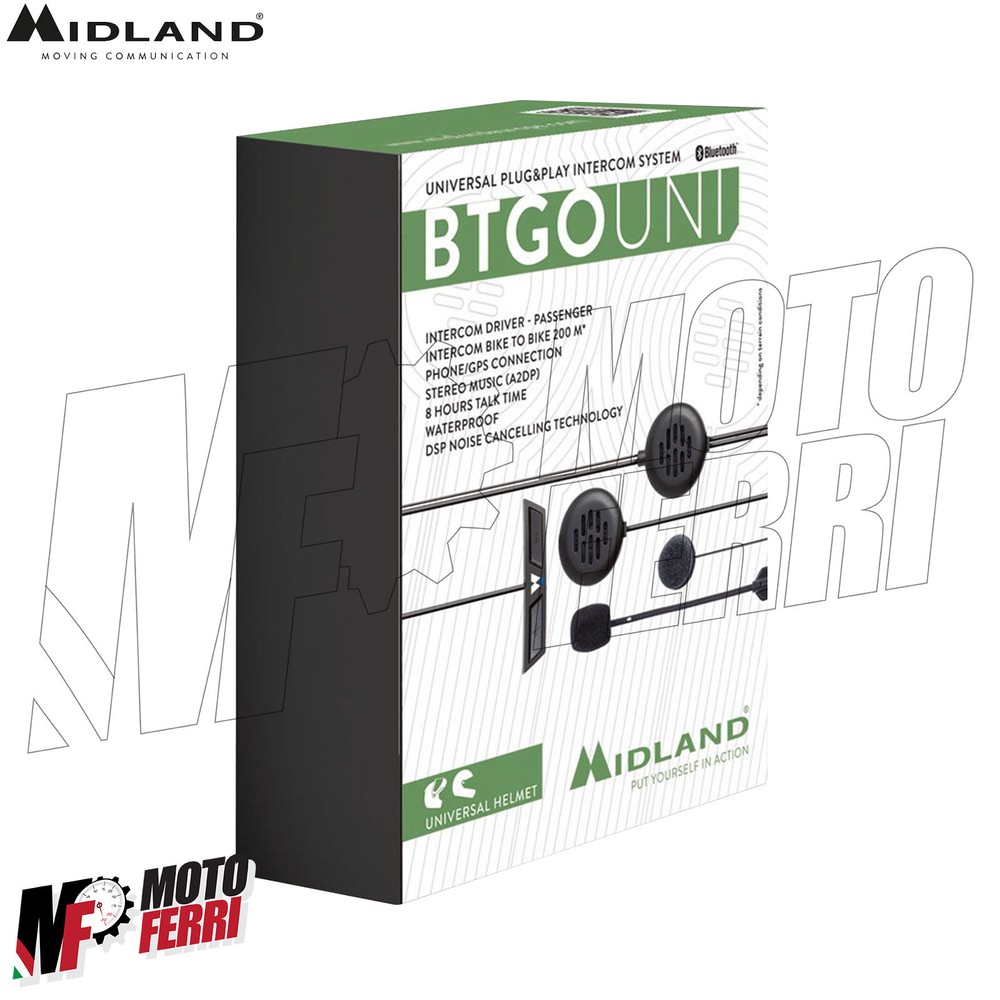 Intercom MIDLAND Btgo Uni Bluetooth Motorcycle Helmet Scooter Jet Full Modular