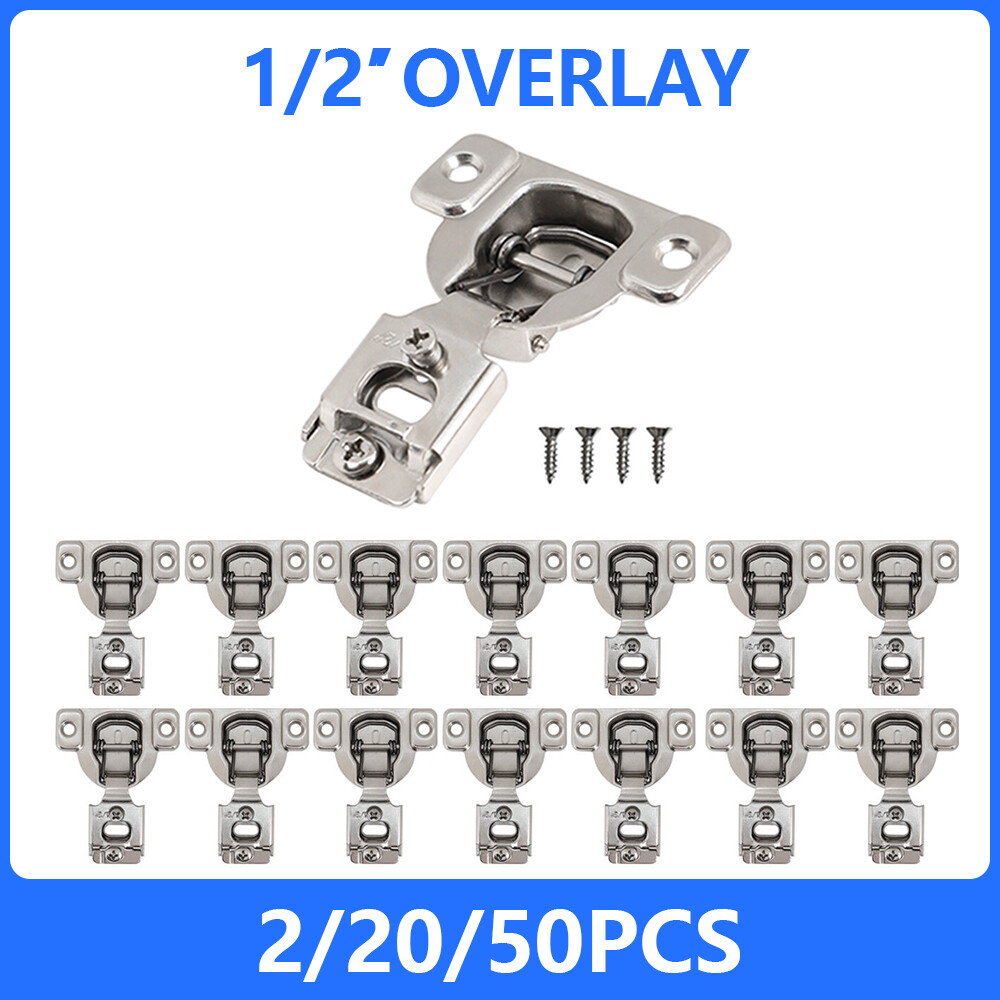 2-60Pcs 1/2"Overlay Self Close Hinge Face Frame 105° Compact Cabinet Hinges Set