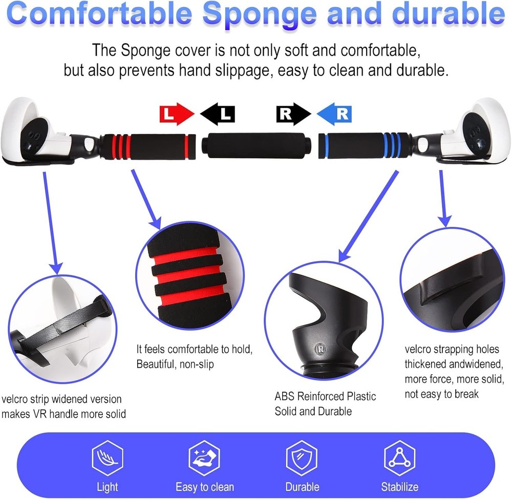 Ultimate 2-in-1 VR Game Handle Extensions for Beat Saber & More - Oculus Quest 2