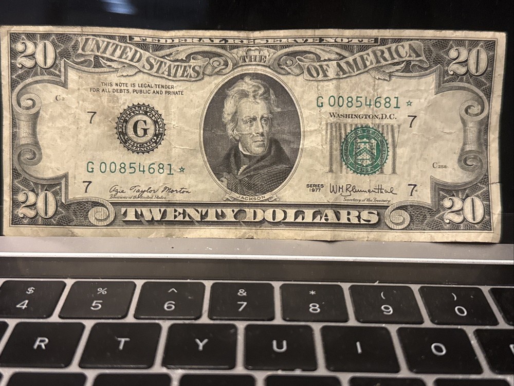 1977 Star Note20$billFR Chicago Print Cut Error