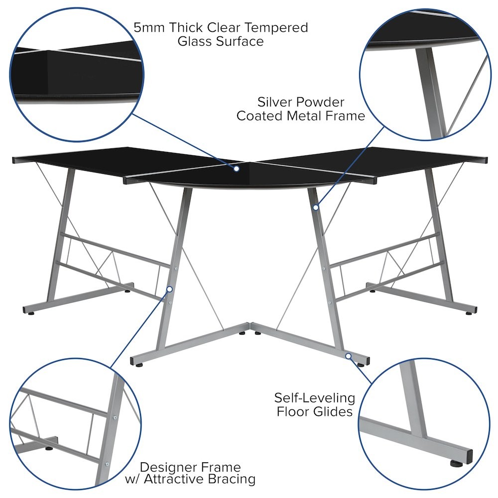 L-Shaped Desk 83.5" Computer Corner Desk, Black